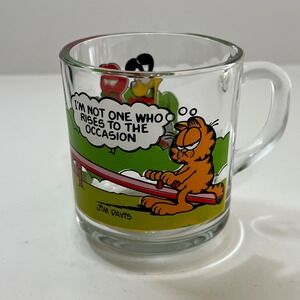 McDonald's Garfield Cat Odie Teeter Totter Glass Cup Mug Jim Davis 1978 Vintage‎